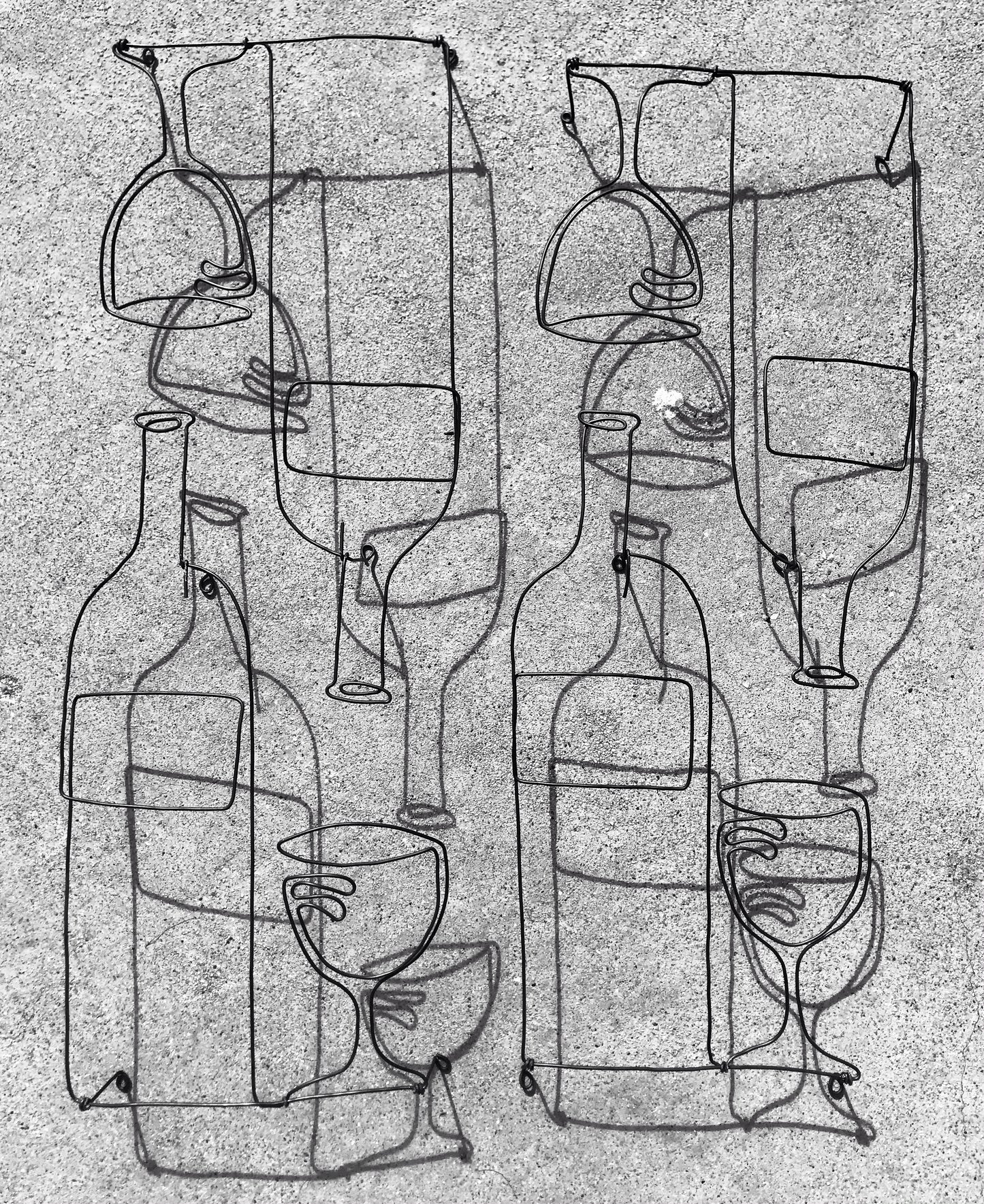 Wine and Glass Wire Sculpture