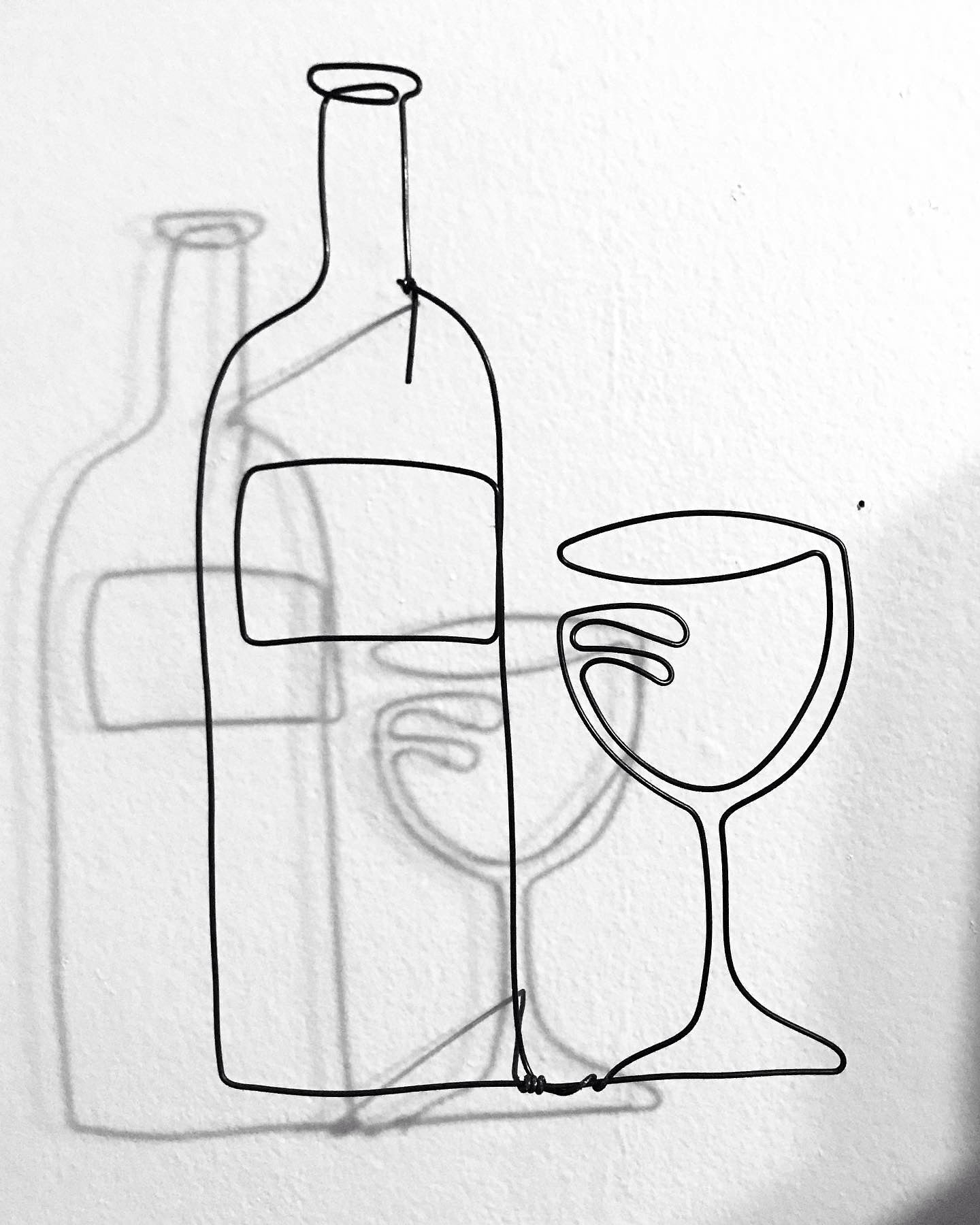 Wine and Glass Wire Sculpture